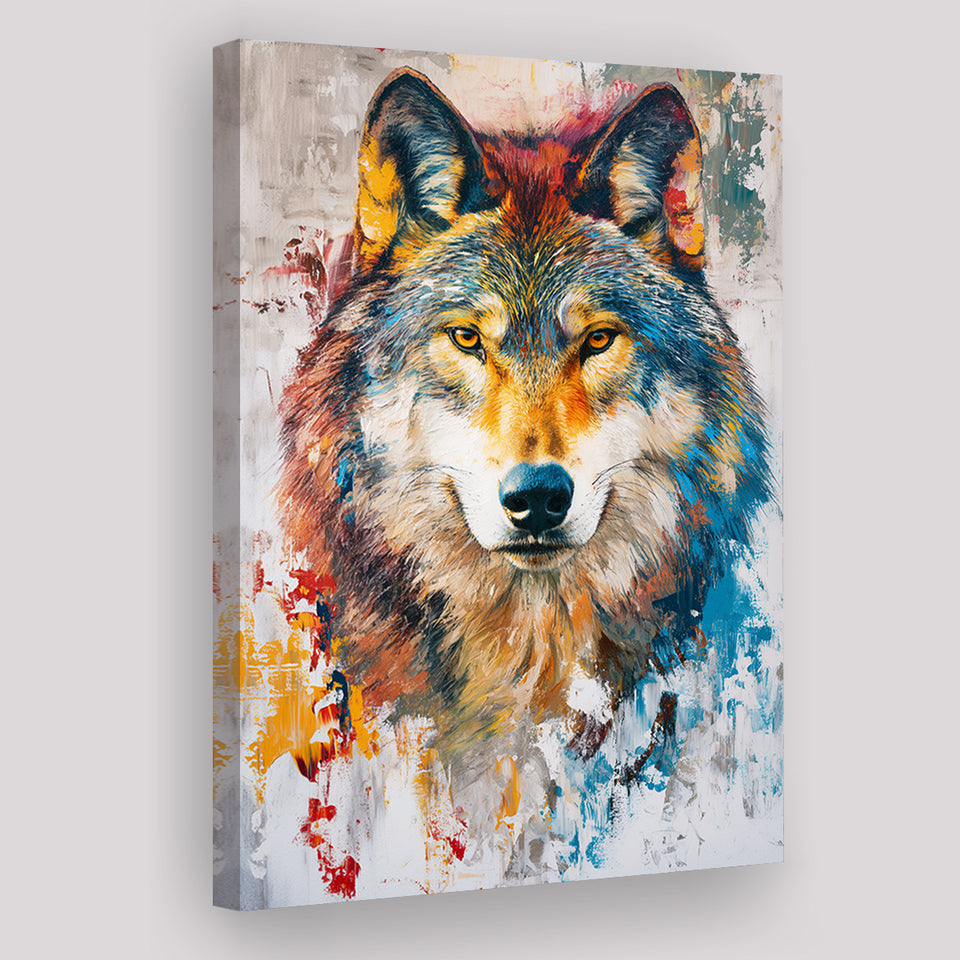 Wolf Painting Portrait Mixed Color Oil Painting, Canvas Prints Wall Art Home Decor, Painting Canvas Art