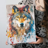 Wolf Painting Portrait Mixed Color Oil Painting, Canvas Prints Wall Art Home Decor, Painting Canvas Art