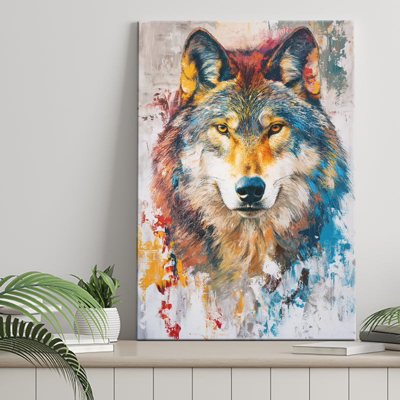 Wolf Painting Portrait Mixed Color Oil Painting, Canvas Prints Wall Art Home Decor, Painting Canvas Art