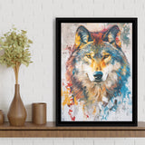 Wolf Painting Portrait Mixed Color Oil Painting, Framed Canvas Prints Wall Art Decor, Floarting Frame Painting Canvas Art