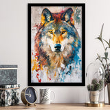 Wolf Painting Portrait Mixed Color Oil Painting, Framed Art Prints Wall Decor, Picture Framed Painting