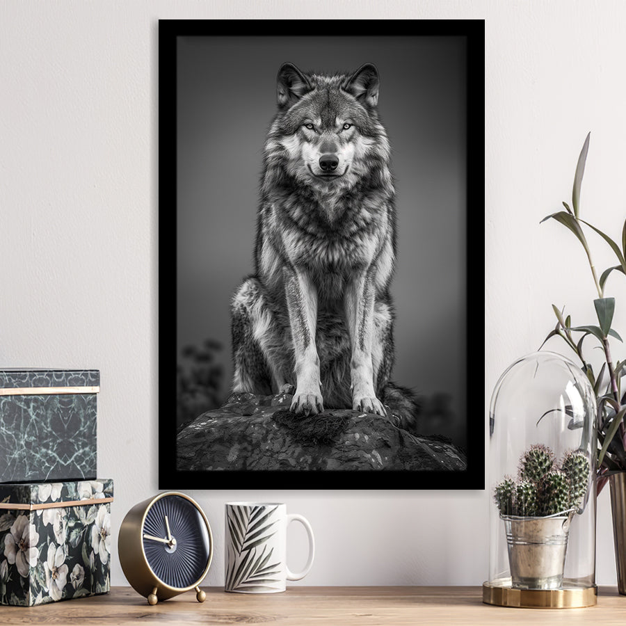 Wolf Portrait Black And White Art, Framed Art Prints Wall Decor, Picture Framed Painting