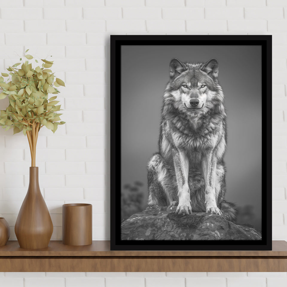 Wolf Portrait Black And White Art, Framed Canvas Prints Wall Art
