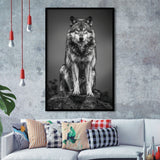 Wolf Portrait Black And White Art, Framed Art Prints Wall Decor, Picture Framed Painting