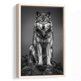 Wolf Portrait Black And White Art, Framed Canvas Prints Wall Art Decor, Floarting Frame Painting Canvas Art