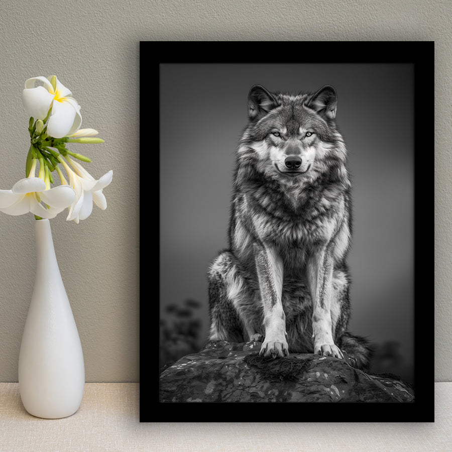 Wolf Portrait Black And White Art, Framed Art Prints Wall Decor, Picture Framed Painting