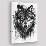 Wolf Portrait Black And White Ink Painting, Canvas Prints Wall Art Home Decor, Painting Canvas Art