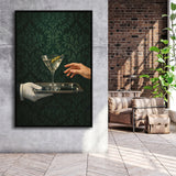 Women With Martini Art Print, Cute Quirky Whimsical Cocktail Art, Bar Cart Decor, Framed Canvas Print, Floating Frame