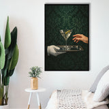 Women With Martini Art Print, Cute Quirky Whimsical Cocktail Art, Bar Cart Decor, Framed Canvas Print, Floating Frame