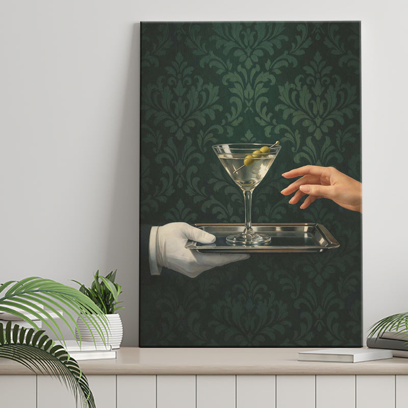 Women With Martini Art Print, Cute Quirky Whimsical Cocktail Art, Bar Cart Decor, Canvas Print Wall Art, Wall Decor