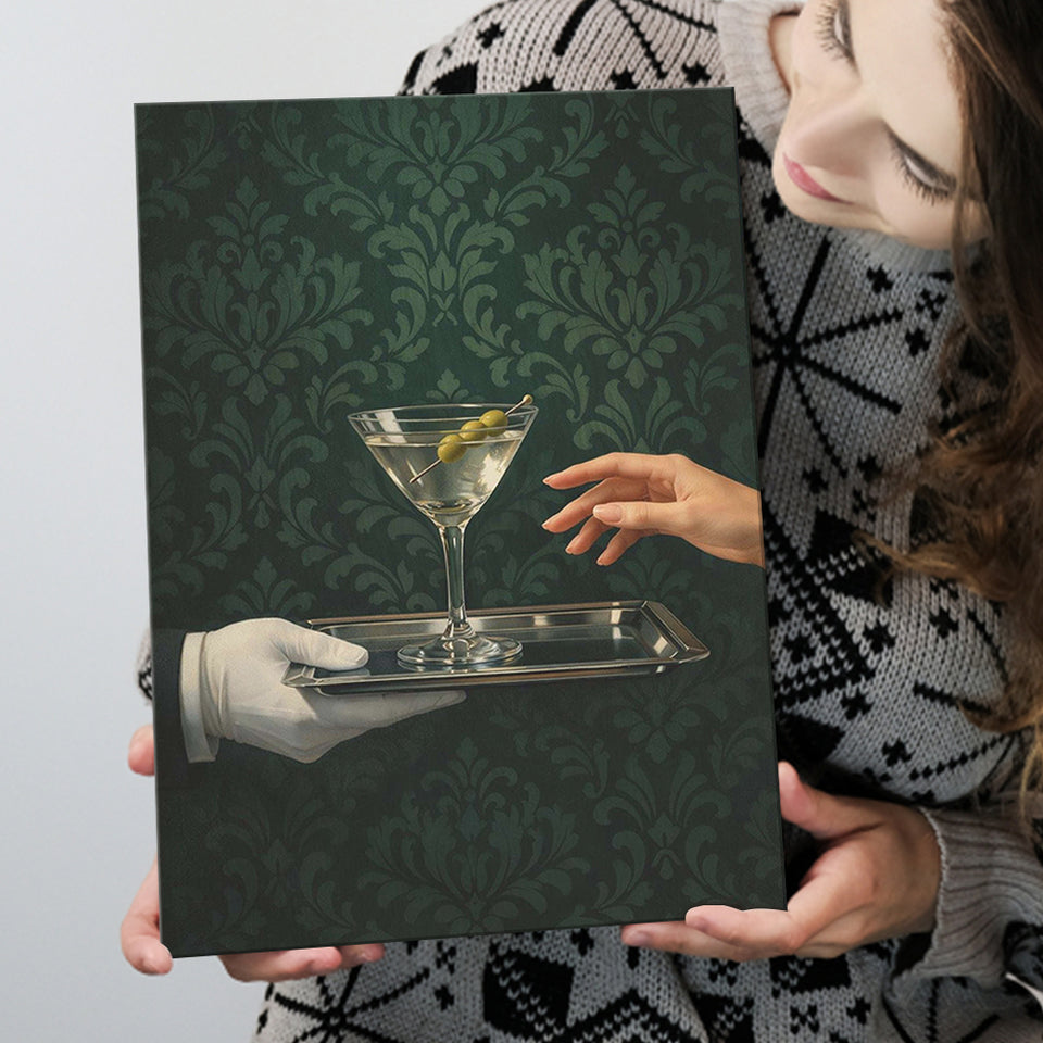 Women With Martini Art Print, Cute Quirky Whimsical Cocktail Art, Bar Cart Decor, Canvas Print Wall Art, Wall Decor