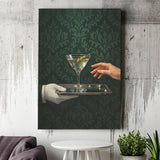 Women With Martini Art Print, Cute Quirky Whimsical Cocktail Art, Bar Cart Decor, Canvas Print Wall Art, Wall Decor