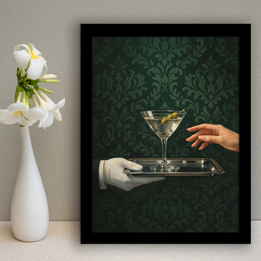 Women With Martini Art Print, Cute Quirky Whimsical Cocktail Art, Bar Cart Decor, Framed Art Print, Fine Art Wall Decor