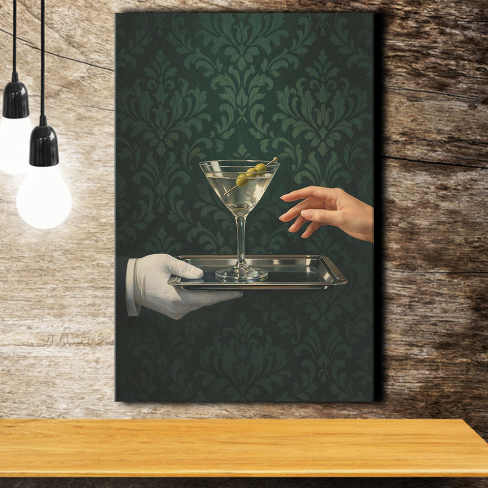 Women With Martini Art Print, Cute Quirky Whimsical Cocktail Art, Bar Cart Decor, Canvas Print Wall Art, Wall Decor
