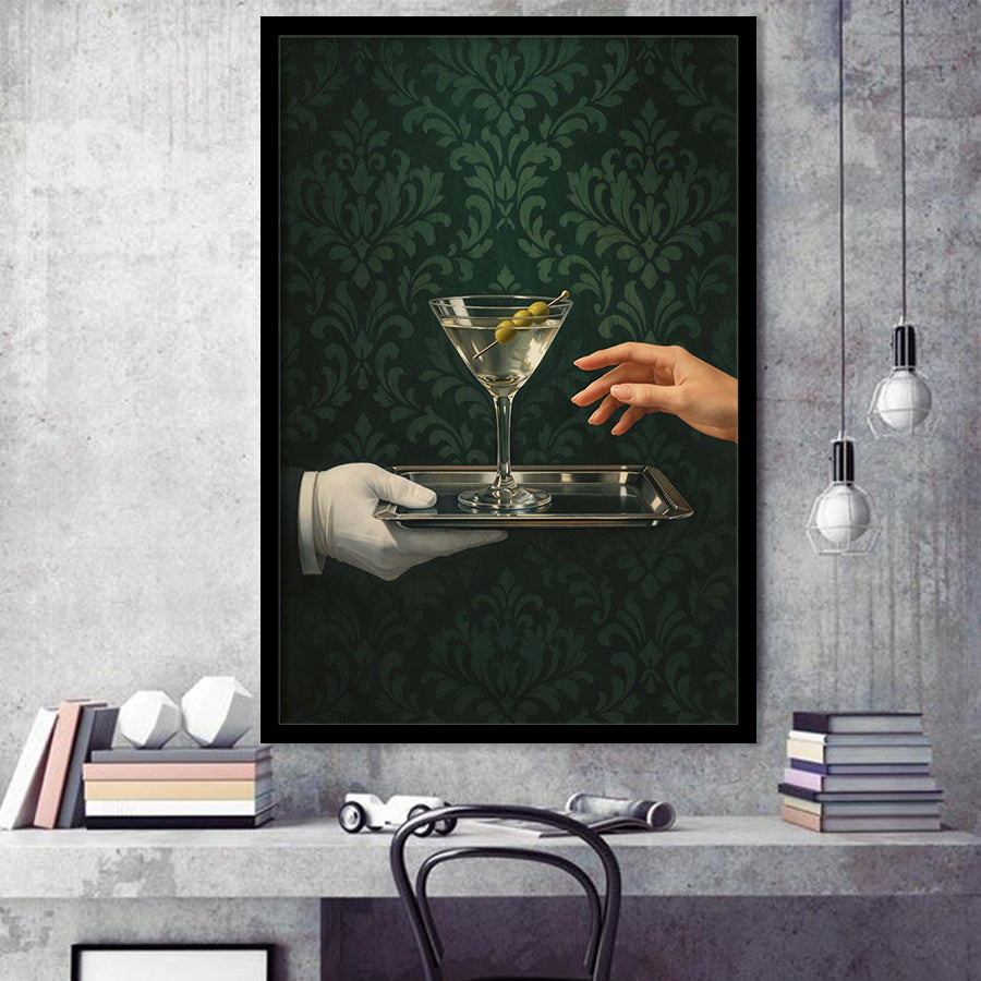 Women With Martini Art Print, Cute Quirky Whimsical Cocktail Art, Bar Cart Decor, Framed Art Print, Fine Art Wall Decor