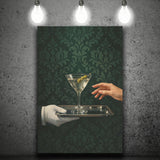 Women With Martini Art Print, Cute Quirky Whimsical Cocktail Art, Bar Cart Decor, Canvas Print Wall Art, Wall Decor
