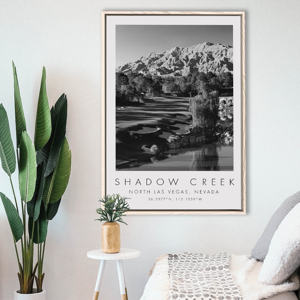 Shadow Creek Golf Club Hole 18, North Las Vegas, Nevada, Golf Art Print, Floating Frame, Framed Canvas Print Wall Art
