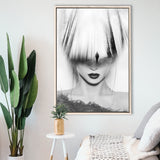 Mystical Woman Abstract Black And White, Framed Canvas Prints Wall Art Home Decor,Floating Frame, Ready to Hang