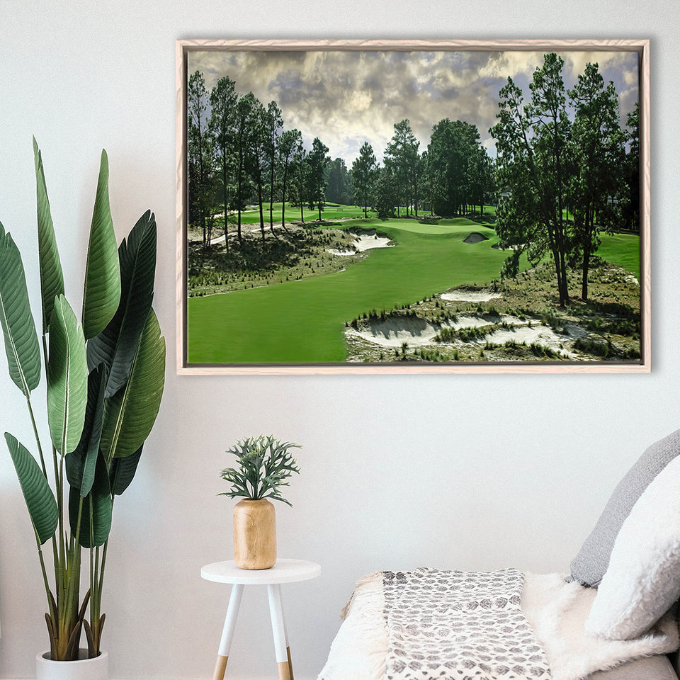 Pinehurst Course Number 2 Golf Courses, Golf Art Print, Framed Canvas Prints Wall Art Decor, Floating Frame
