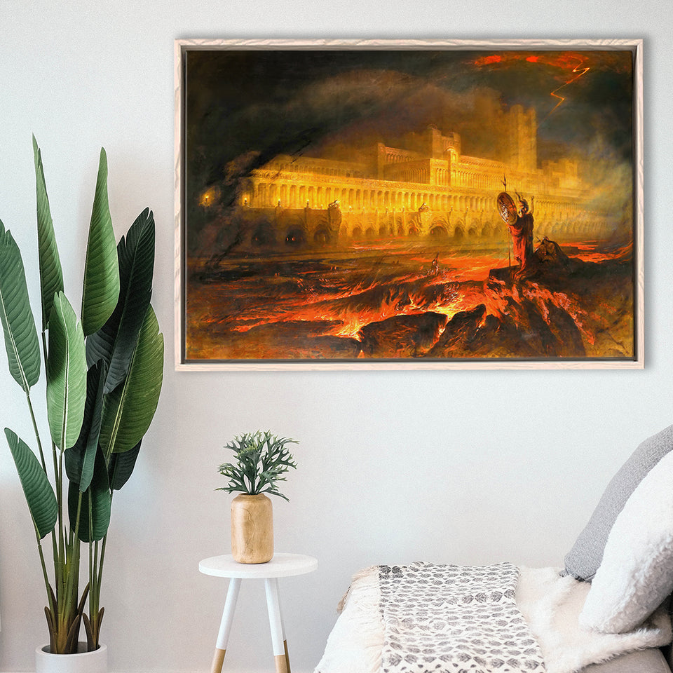 Pandemonium By John Martin, Framed Canvas Prints Wall Art Home Decor,Floating Frame, Ready to Hang