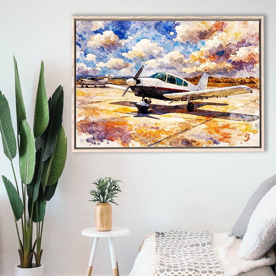 Watercolor Aircraft Painting, Framed Canvas Prints Wall Art Home Decor