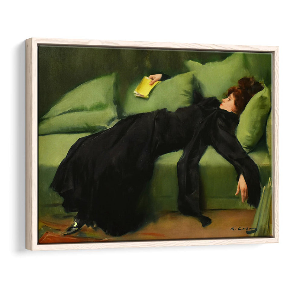 Ramon Casas, Decadent Young Woman After The Dance 1899 Framed Canvas Prints Wall Art, Floating Frame, Large Canvas Home Decor