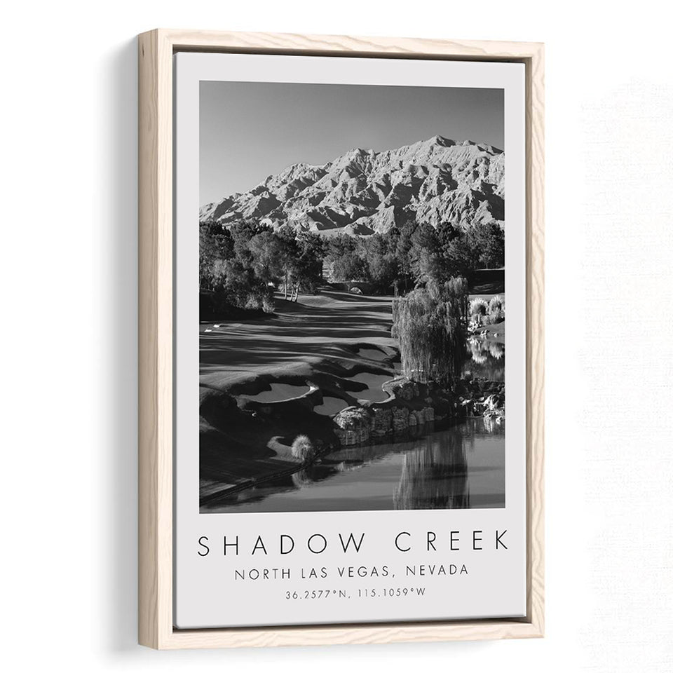 Shadow Creek Golf Club Hole 18, North Las Vegas, Nevada, Golf Art Print, Floating Frame, Framed Canvas Print Wall Art