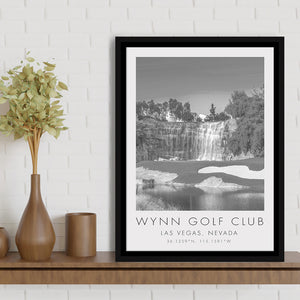 Wynn Golf Club, Waterfall Las Vegas, Nevada, Golf Art Print, Floating Frame, Framed Canvas Print Wall Art