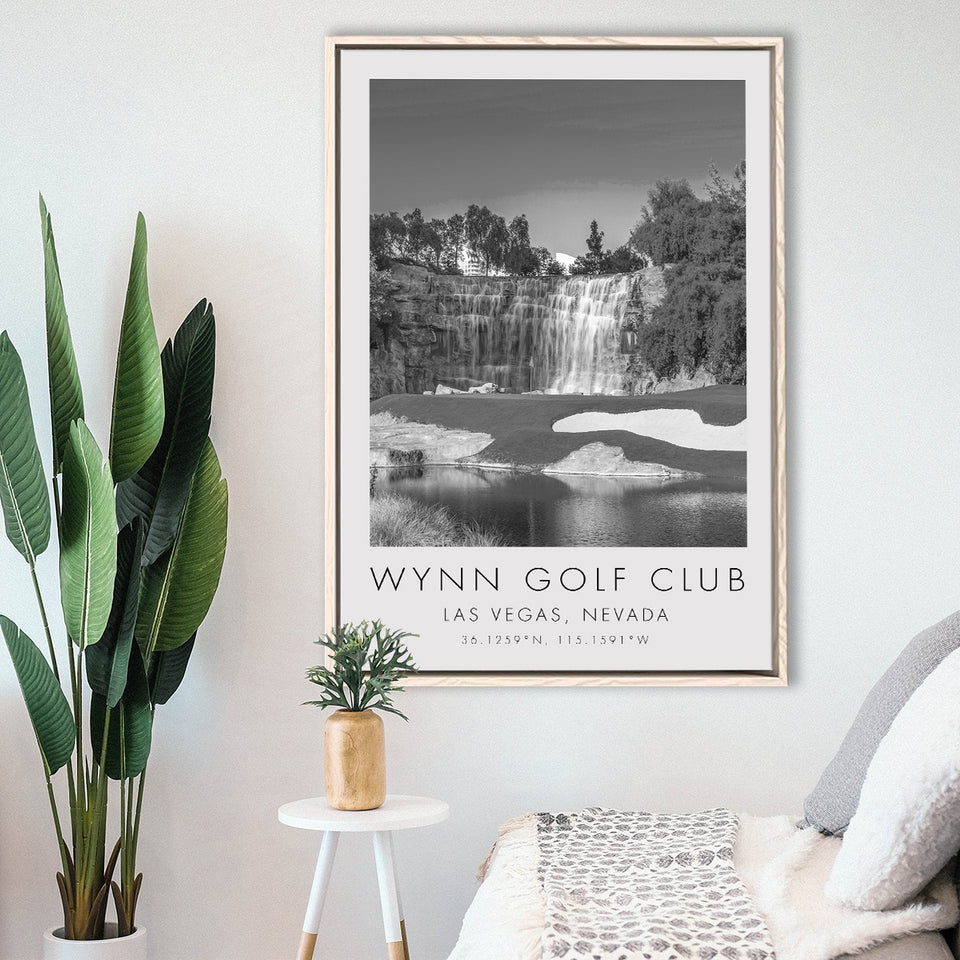 Wynn Golf Club, Waterfall Las Vegas, Nevada, Golf Art Print, Floating Frame, Framed Canvas Print Wall Art