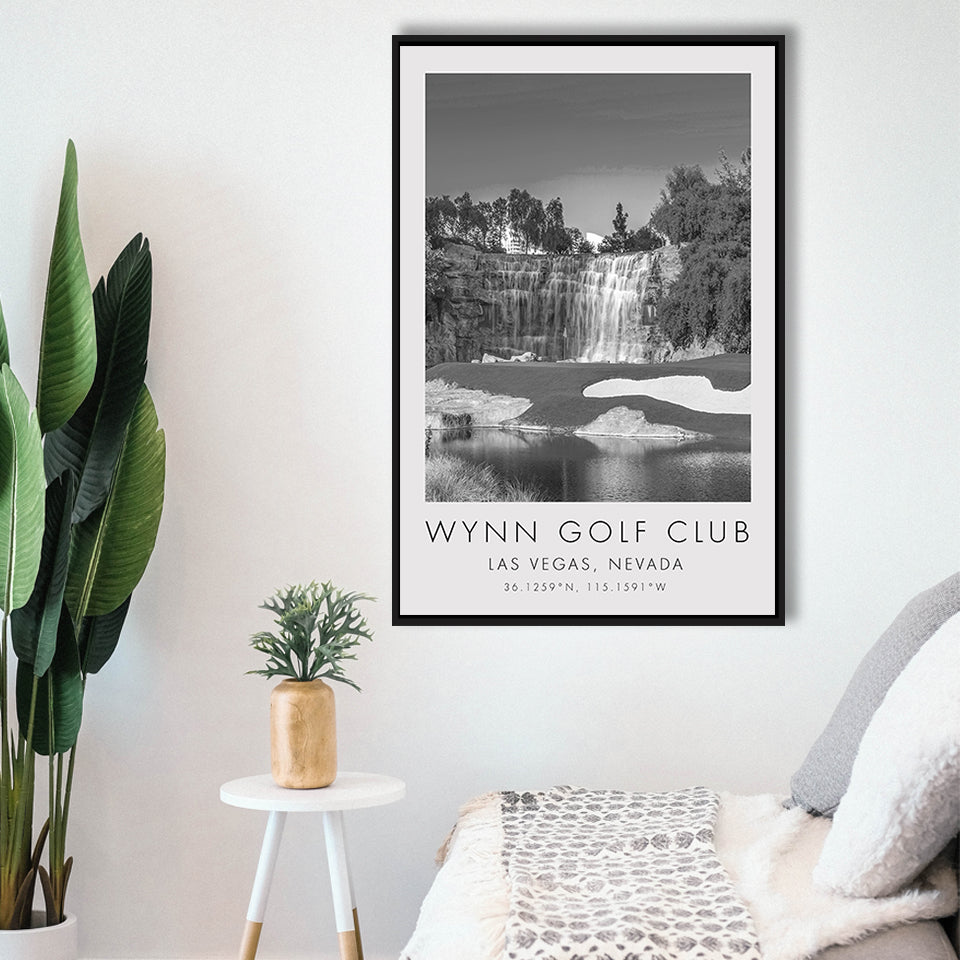 Wynn Golf Club, Waterfall Las Vegas, Nevada, Golf Art Print, Floating Frame, Framed Canvas Print Wall Art