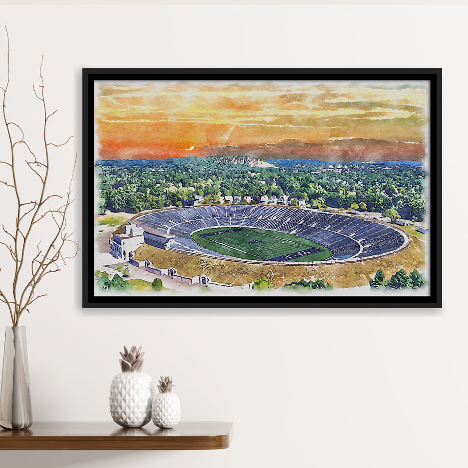 Yale Bowl Stadium WaterColor Framed Canvas Prints, New Haven Connecticut Watercolor, Stadium Art Gifts, Floating Frame