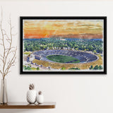 Yale Bowl Stadium WaterColor Framed Canvas Prints, New Haven Connecticut Watercolor, Stadium Art Gifts, Floating Frame
