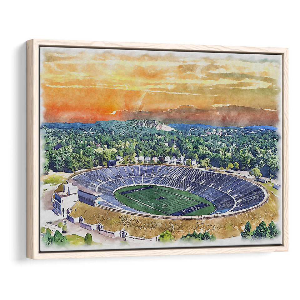Yale Bowl Stadium WaterColor Framed Canvas Prints, New Haven Connecticut Watercolor, Stadium Art Gifts, Floating Frame