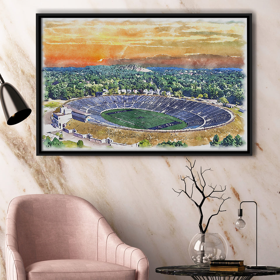 Yale Bowl Stadium WaterColor Framed Canvas Prints, New Haven Connecticut Watercolor, Stadium Art Gifts, Floating Frame