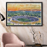 Yale Bowl Stadium WaterColor Framed Canvas Prints, New Haven Connecticut Watercolor, Stadium Art Gifts, Floating Frame