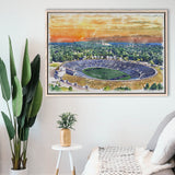 Yale Bowl Stadium WaterColor Framed Canvas Prints, New Haven Connecticut Watercolor, Stadium Art Gifts, Floating Frame