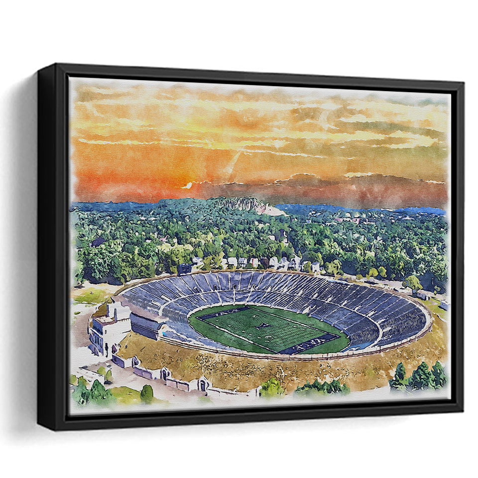 Yale Bowl Stadium WaterColor Framed Canvas Prints, New Haven Connecticut Watercolor, Stadium Art Gifts, Floating Frame