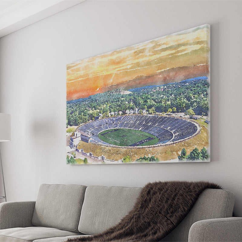 Yale Bowl Stadium WaterColor Canvas Prints, New Haven Connecticut Watercolor, Stadium Art Gifts