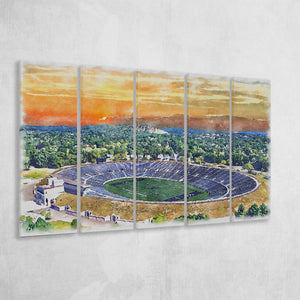 Yale Bowl Stadium WaterColor 5 Panels B Mixed Canvas Prints, Extra Large, New Haven Connecticut Watercolor
