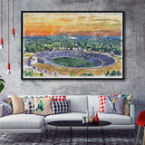 Yale Bowl Stadium WaterColor Framed Canvas Prints, New Haven Connecticut Watercolor, Stadium Art Gifts, Floating Frame