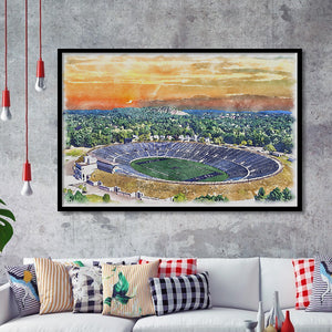 Yale Bowl Stadium WaterColor Framed Art Prints, New Haven Connecticut Watercolor, Stadium Art Gifts