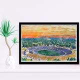 Yale Bowl Stadium WaterColor Framed Art Prints, New Haven Connecticut Watercolor, Stadium Art Gifts