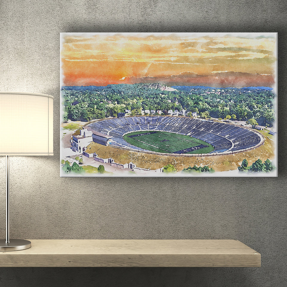 Yale Bowl Stadium WaterColor Canvas Prints, New Haven Connecticut Watercolor, Stadium Art Gifts