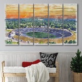 Yale Bowl Stadium WaterColor 5 Panels B Mixed Canvas Prints, Extra Large, New Haven Connecticut Watercolor