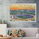 Yale Bowl Stadium WaterColor Framed Canvas Prints, New Haven Connecticut Watercolor, Stadium Art Gifts, Floating Frame