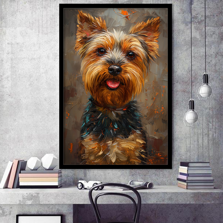 Yorkshire Terrier Dog, Dog Portrait Painting, Pet Lover Art, Framed Art Prints Wall Art Decor, Framed Picture Print