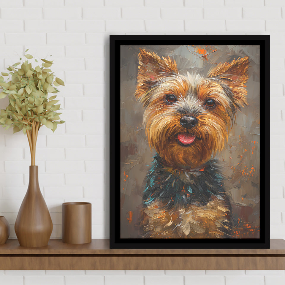 Yorkshire Terrier Dog, Dog Portrait Painting, Pet Lover Art, Framed Canvas Prints Wall Art Decor, Floating Frame