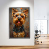 Yorkshire Terrier Dog, Dog Portrait Painting, Pet Lover Art, Framed Canvas Prints Wall Art Decor, Floating Frame