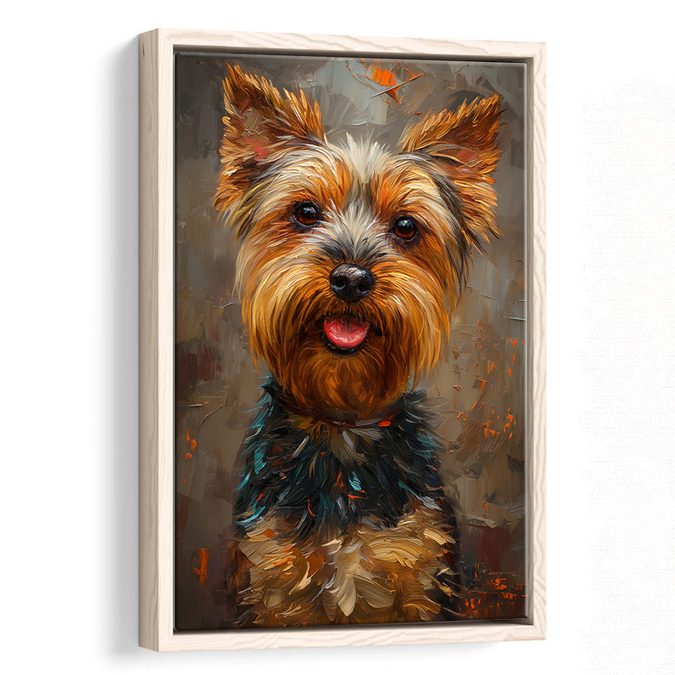 Yorkshire Terrier Dog, Dog Portrait Painting, Pet Lover Art, Framed Canvas Prints Wall Art Decor, Floating Frame