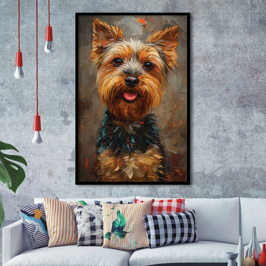 Yorkshire Terrier Dog, Dog Portrait Painting, Pet Lover Art, Framed Art Prints Wall Art Decor, Framed Picture Print